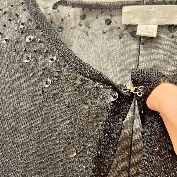 Vintage Whimsygoth Sheer Beaded Sequin Cardigan Black - Picture 8 of 14